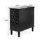 Narrow Wood Nightstand Side Table with 3 Drawers Fully Assembled